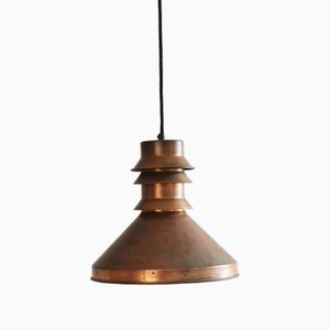 Vintage Danish Industrial Pendant Lamp in Copper, 1960s