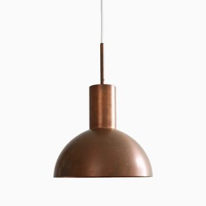 Large Danish Industrial Pendant Lamp in Copper, 1960s