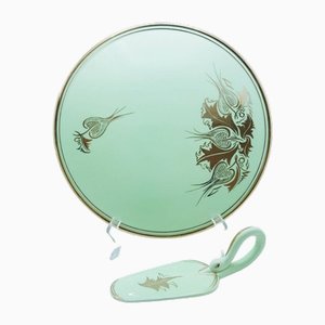 French Hand Painted Cake Plate by Proceram, 1950s