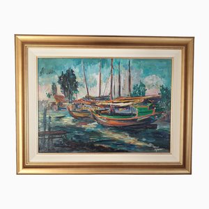Hasan Djaafar, Landscape, Oil on Canvas, 1950