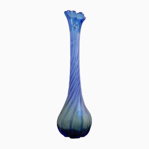 Blue Satin Woven Murano Glass Vase from V. Nason & C., 1960s