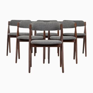 Vintage Dining Chairs in Grey Bouclé, 1960s, Set of 6