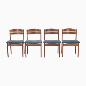 Vintage Esszimmerstühle aus Teak & Blauem Stoff, 1960er, 4 . Set