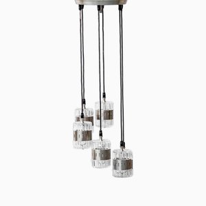 Six-Light Glass and Metal Pendant, 1970s