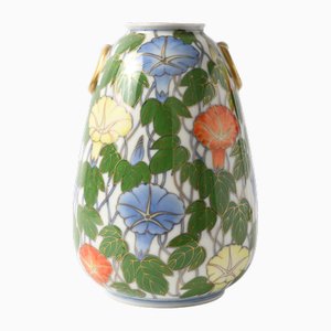 Handbemalte Porzellanvase aus der Meiji-Zeit von Fukagawa, 1890er