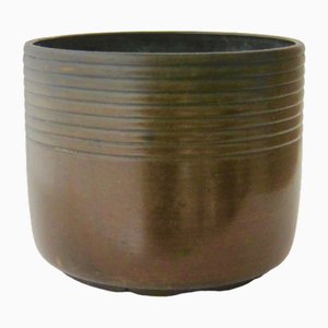 Maceta y cuenco japonés de bronce del siglo XIX, década de 1890