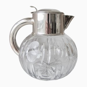 Thick Crystal and Silver Carafe from Val-Saint-Lambert, 1930s