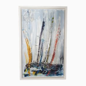 Gill Storr, Yachten, Mixed Media auf Leinwand, 2000