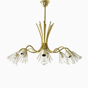 Large Brass and Crystal Chandelier by Emil Stejnar, Nikoll, Austria, 1950s from Rupert Nikoll