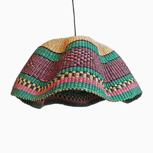 Bolga Wave Basket Light Pendelleuchte in Rosa, Türkis und Indigo