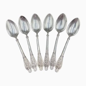 6 cucchiaini in argento, Art Nouveau, Francia, Ravinet Denfert, metà XIX secolo, set di 6