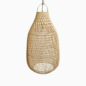 Mittlere Flaschenlaterne aus rohem Rattan