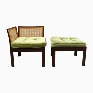 Plexus Sessel mit Fußhocker von Wikkelso für CFC Silkeborg, Dänemark, 1960er, 2er Set