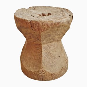 Rustikaler Teak Kork Hocker, 1970er