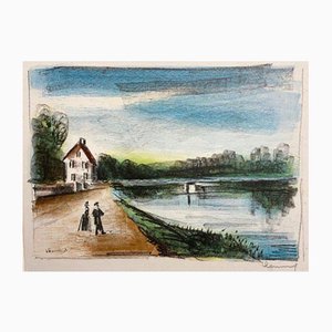 Maurice Vlaminck, Riverside, Original Lithograph Proof