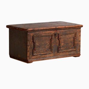 Antique Trunk with Pearl Gray Patina, 1900