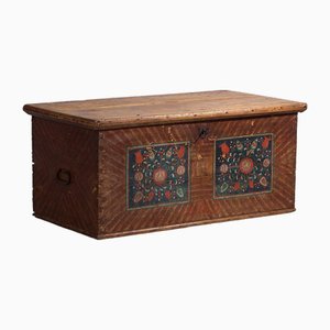 Antique Storage Trunk with Floral Motifs, 1865
