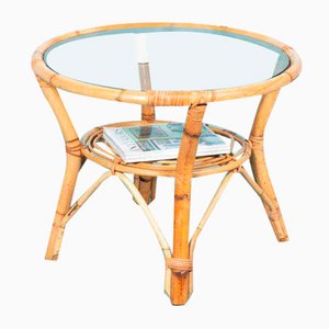 Runder Rattan Couchtisch von Rohé Noordwolde, 1960er