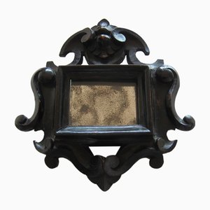 19th Century Mini Frame Mirror in Blackened Pear Wood