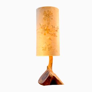 Mid-Century Modern Brutalist Sculptural Rustic Wood Table Lamp, France, 1950s
