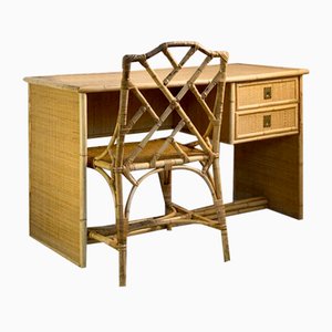 Bureau et Chaise Art Déco Néoclassique Shabby-Chic de Dal Vera, Italie, 1960s, Set de 2