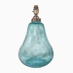 Large English Blue Streaky Glass Table Lamp by James Couper -Messengers, 1900s