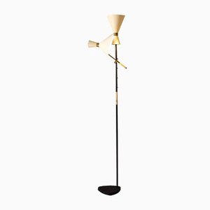 Lampadaire Pelikan en Laiton et Acier Laqué par JT Kalmar, Autriche, 1950s