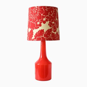 Red Opaline Glass Table Lamp from Atelje Lyktan, 1970s