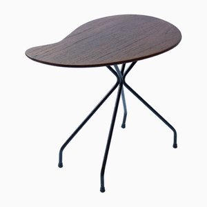 Midcentury Scandinavian Bean-Shaped Side Table in Teak and Steel, 1950s