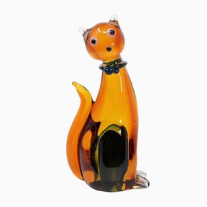 Figurine Chat en Verre de Murano, 1980s