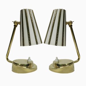Italienische Messing Nachttischlampen, 1950er, 2er Set