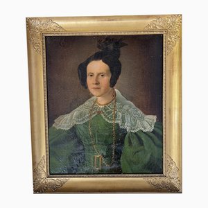 Retrato de la esposa del capitán, década de 1800, óleo sobre lienzo