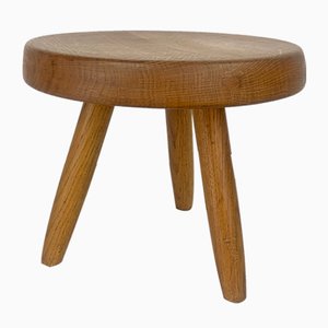 Low Berger Stool in Ash by Charlotte Perriand for Steph Simon Paris, 1950s