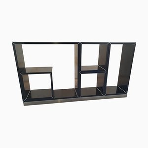 Vintage Bookcase in Black Laminate and Satin Steel, 1970s