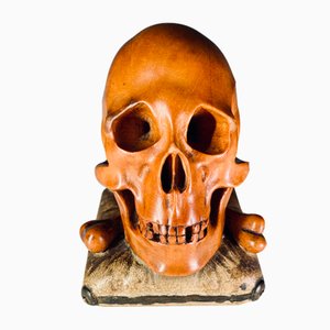 Memento Mori Scultura in legno raffigurante un teschio