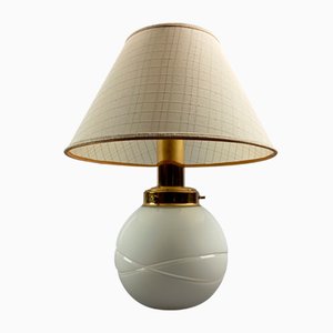 White Sphere Murano Glass Table Lamp with Lampshade, 1970s