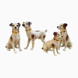 Series of Earthenware Dogs from Desvres, 1950s, Set of 4