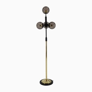 Brass and Glass Floor Lamp, 1980s