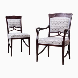 Set of Art Nouveau Armchair & Side Chair in the style of Henry Van De Velde, 1905