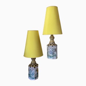 Unika Hand Painted Table Lamps by Bjorn Wiinblad, 1981, Set of 2