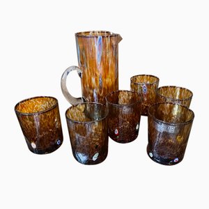Murano Glasses and Carafe, Set of 7