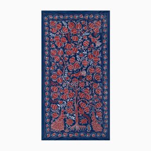 Arazzo Suzani in Seta Blu con Decoro Melograno
