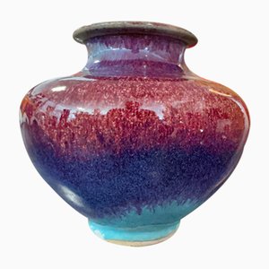 Vase Ox Blood en Grès par Roger Collet pour Vallauris, 1970