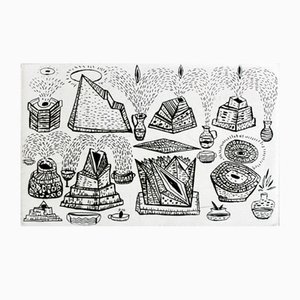Jerzy Dmitruk, Sources of Eternal Beginning Landscape of Harvest, 2014, Etching & Paper