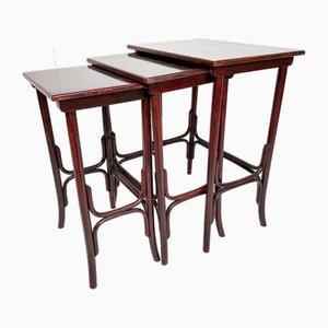 Vintage Nesting Tables in Bent Beech from Thonet, Set of 3