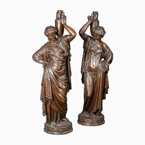 JL Maillet, Figurative Skulpturen, Ende 1800, Bronzen, 2er Set