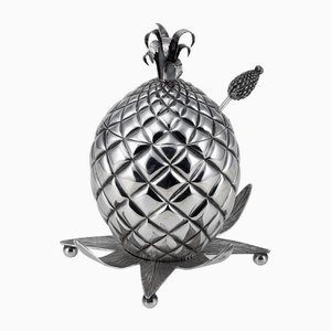 Antique Victorian Silver Pineapple Sugar Bowl and Sifter, 1877