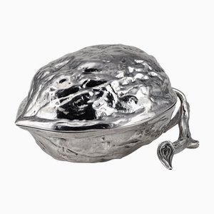 Antique Victorian Silver Walnut Shaped Sugar Box, 1886