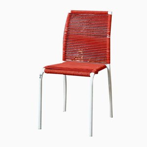 Modernist Children's Chair in Steel and Red Rope, France, 1950s