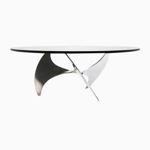 Table Basse Propeller Vintage en Aluminium et Verre attribuée à Knut Hesterberg pour Ronald Schmitt, 1960s